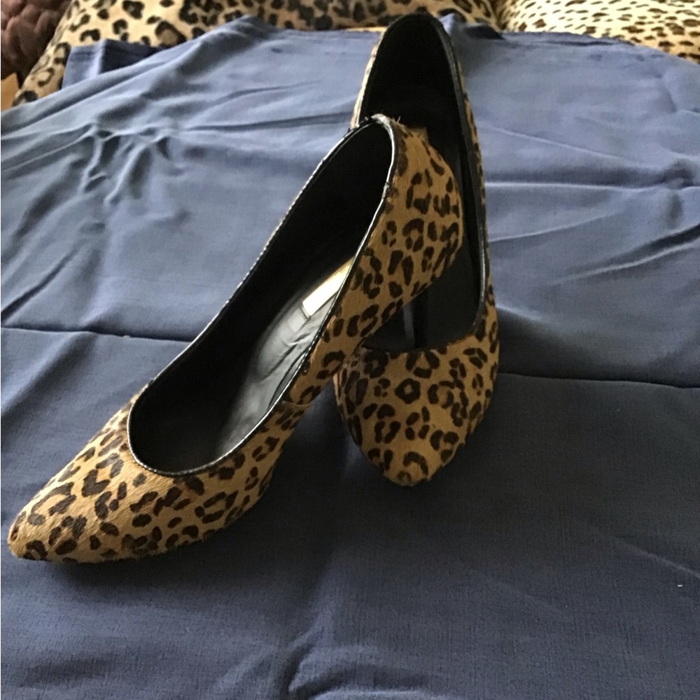 Faux Calf Hair Leopard Heels